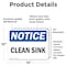 Signmission Clean Sink, 14 in W x Rectangle, Vinyl Decal OS-2PACK-NS-D-1014-L-10627 - alternate 3